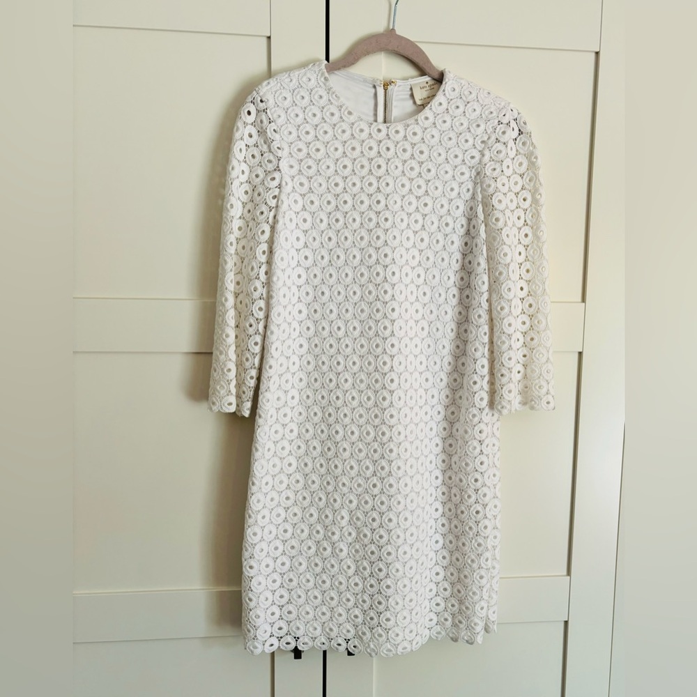 Kate Spade Dress Eyelet White with Sleeves Size 2